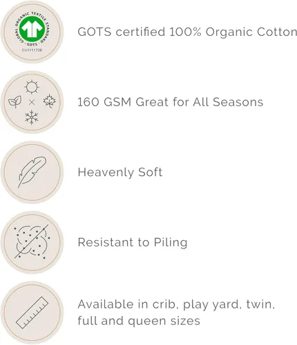 Vista 8 de Natemia Sábana bajera ajustable de 1 pieza, 100% algodón orgánico, 39 x 75 pulgadas, para colchones estándar de hasta 16 pulgadas, algodón de punto