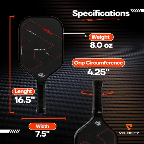 Vista 3 de Velocity Pro Pickleball Paddle, T700 Carbon Fiber with 16mm Proprietary Core, USAPA Approved, Elongated Anti-Slip Handle for Power, Spin, Control &