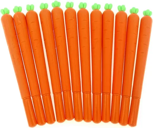 ALIMITOPIA 12pcs Gel Pen Black Ink Zanahoria Roller Marker Pen (Carrot Styling)