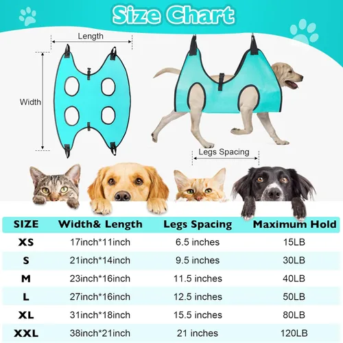 Vista 2 de Arnés de hamaca de aseo para perros grandes, soporte de arnés colgante para perro para recortar uñas, arnés para perro para aseo, soporte de hamaca