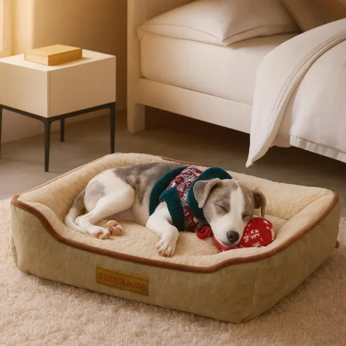 Otis & Claude - Cama para mascotas de cachemira de alta tecnología, cama suave y calmante para perros pequeños y gatos, cama lavable para interiores
