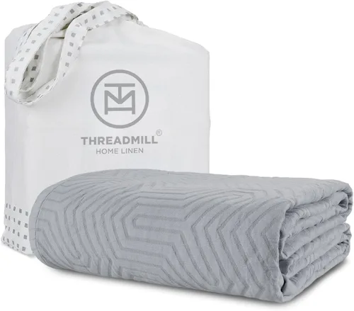Vista 19 de Threadmill Mantas de algodón de lujo para cama de tamaño Queen Manta de tamaño Queen 100% algodón para todas las estaciones Aster Jacquard