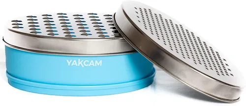 Vista 2 de Yakcam Cheese Grater Vegetable Shredder Storage Container, Citrus Zester, Course and Fine Stainless Steel Blades. 4 Piece Blue, Kitchen Gadget,17.7