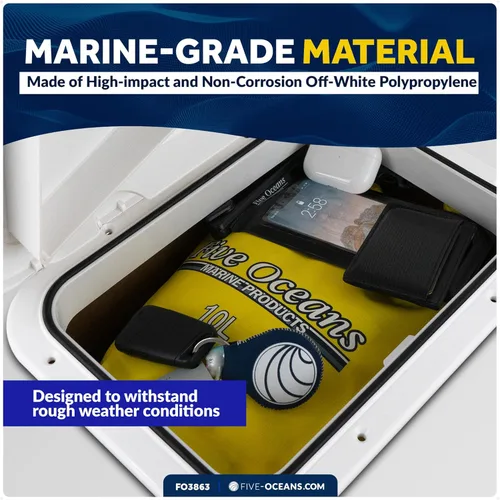 Vista 3 de Five Oceans Escotilla de barco, escotilla de acceso marino, tapas de escotilla de barco, sistema de bloqueo de mango empotrado para yate, 20-3/8