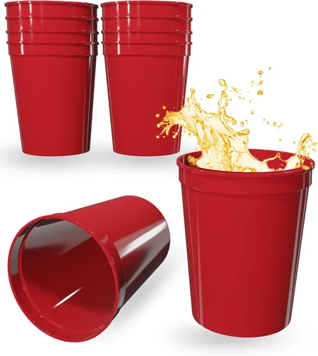 Vista 39 de PartyPrints Paquete de 100 vasos de plástico en blanco reutilizables de 16 onzas, vasos de estadio a granel, sin BPA, aptos para lavavajillas, vasos