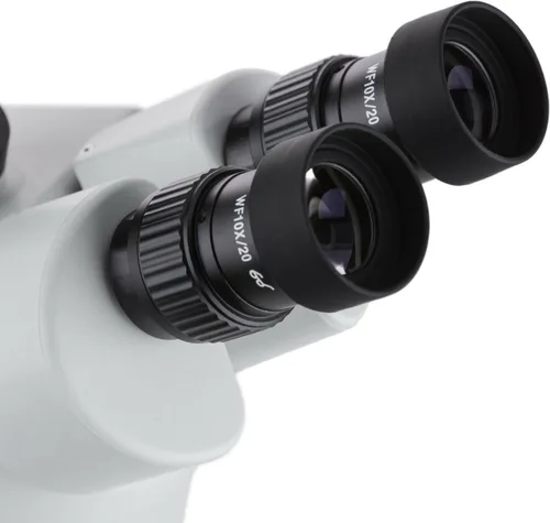 Vista 4 de AmScope SM-1TSZ-144S-5M Microscopio Digital Profesional Trinocular Estéreo, Lentes WH10x, Aumento 3.5X-90X, Objetivo de Zoom 0.7X-4.5X, Anillo