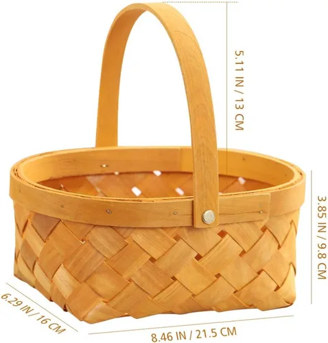 Vista 6 de Cesta tejida con asas, cesta de almacenamiento de ratán, portátil, hecha a mano, cesta de la compra para dormitorio, cesta de oficina