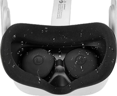 Vista 4 de Silicone Covers Sets 3pcs for Oculus Quest 2 - Face Cover Mask - Lens Cover Caps - Soft VR Shell Case Protected All Headset Body for Q2 (Black)