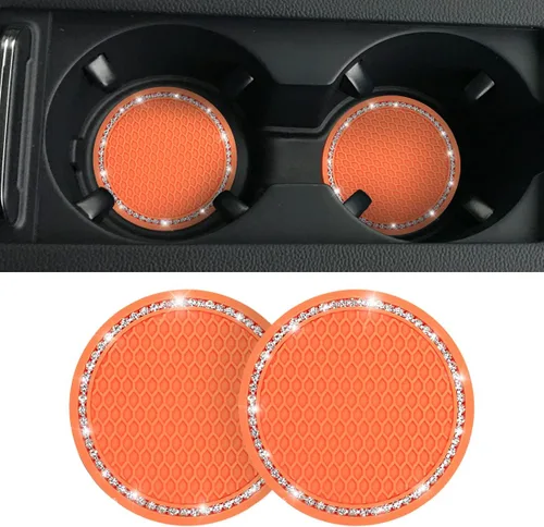Juego de 2 posavasos universales con diamantes de imitación, accesorios de automóvil de 2.75 pulgadas, adecuado para la mayoría de interiores de