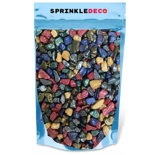 Vista 2 de Rocas de chocolate comestibles del lado del mar del río de la playa para la decoración de pasteles y buffets de dulces (camino del tesoro)