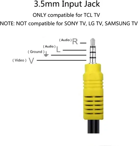 Vista 2 de Cable adaptador de componente AV de video de repuesto para TCL TV, adaptador de entrada AV de 3 RCA a 3.5 mm