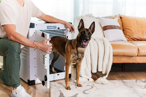 Vista 9 de Impact - Jaula indestructible para perros de alta ansiedad para perros grandes - Caseta de perro resistente a prueba de escape para interiores