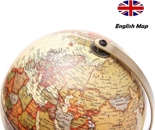 Vista 6 de Globo Antiguo Diámetro 5.5 pulgadas / 14cm - Educativo/Geográfico - Mapa en Inglés