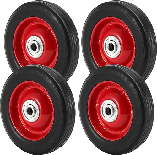 Vista 6 de 2 ruedas de mano de goma maciza de 8 x 1.75 pulgadas, ruedas universales para cortacésped para eje de 1/2 pulgada, neumáticos de repuesto