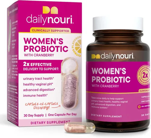 Daily Nouri Suplemento de probióticos para mujeres | Apoya el pH vaginal, el tracto urinario, la salud digestiva e inmune | 5 cepas clínicamente