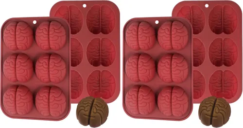 Vista 8 de Kamehame Moldes de chocolate para cerebro, 2 piezas de silicona para Halloween, pastel de cerebro, caramelo y magdalena