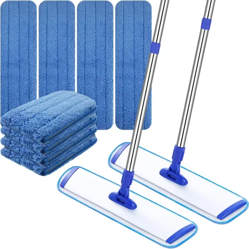 Uiifan 1 juego de trapeador de microfibra de 18 pulgadas con mango extensible y almohadillas lavables reutilizables para pisos de madera dura,