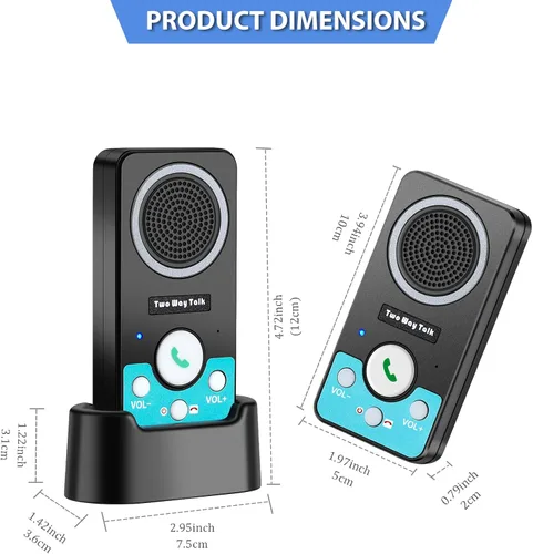 Vista 8 de Intercomunicadores inalámbricos para el hogar, intercomunicador inalámbrico manos libres, largo alcance, 8 niveles de volumen, 4 timbres dúplex