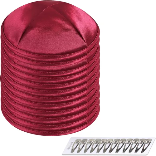 Vista 32 de Zion Judaica Deluxe Satin Kippah Yarmulkes para niños, adolescentes y adultos, 6.25 pulgadas, opciones multicolores, diseño de 4 paneles Negro