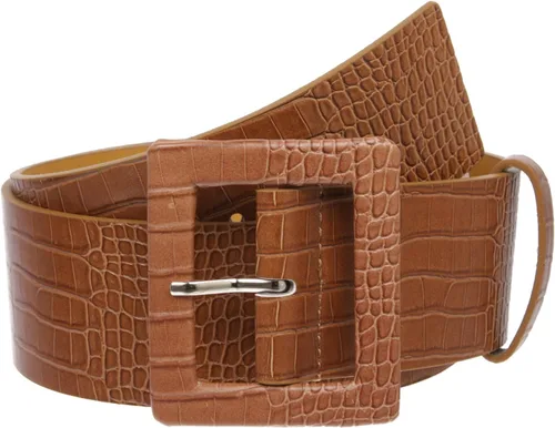 Vista 4 de 2 1/4 "ancho señoras de cintura alta imitación cocodrilo estampado charol cinturón de moda Borgoña