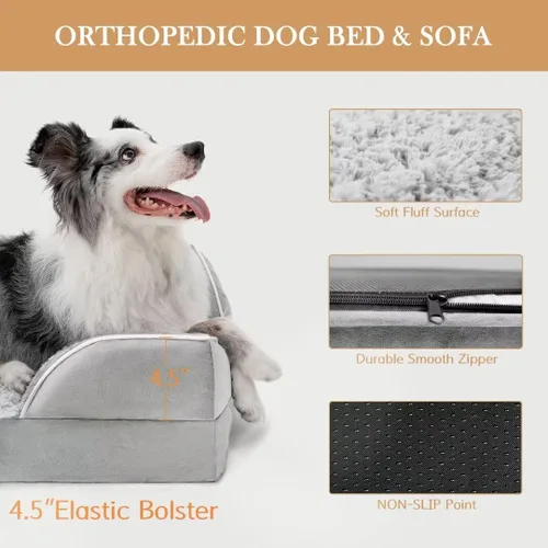 Vista 83 de Comfort Expression Cama ortopédica para perros extra grandes de 45 x 35 pulgadas, cama para mascotas XL de espuma tipo caja de huevos impermeable