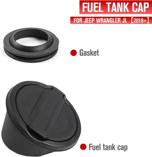 Vista 2 de JeCar Tapa de Tanque de Gasolina de Aluminio Compatible con Puerta de Llenado de Combustible para Jeep Wrangler 2018-2024 JL & Unlimited
