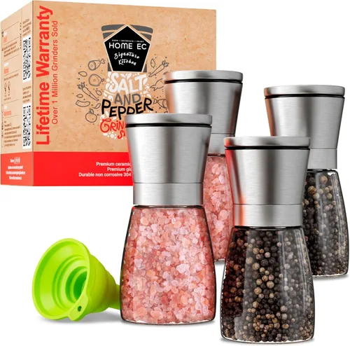Vista 8 de HOME EC Molinillo de sal o pimienta original de acero inoxidable, 1 paquete, molinillo de sal marina o molinillo de pimienta ajustable de cerámica