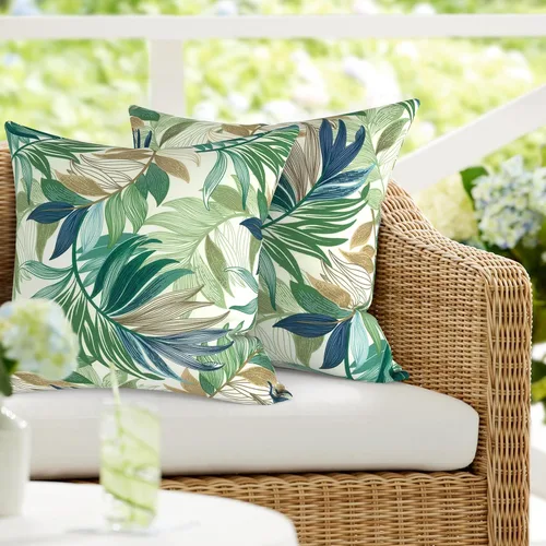 Vista 55 de DYTXIII Paquete de 2 almohadas lumbares impermeables para exteriores con rellenos, 12 x 20 pulgadas, almohada decorativa rectangular para patio