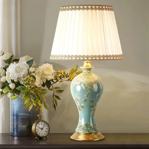 Vista 5 de Desk Light Indoor Retro Ceramic Table Lamp Bedroom Desktop Bedside Lamp Living Room Large Decorative Table Lamp Led Lamp for Desk