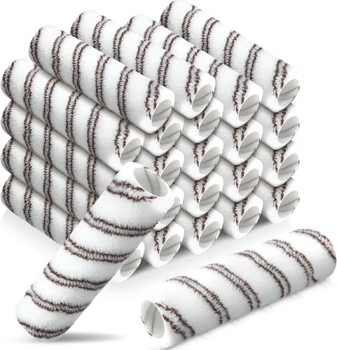 Vista 7 de Paquete de 24 cubiertas de rodillos de pintura de microfibra de 9 x 1/2 pulgadas, fundas grandes de poliéster para pintar paredes, techos, Amarillo