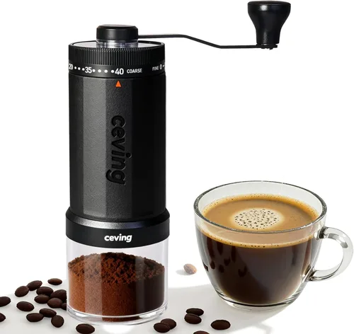 Vista 13 de Primer molinillo de café manual de gran capacidad de 60g del mundo, molinillo de café portátil de mano con 40 configuraciones ajustables, molinillo