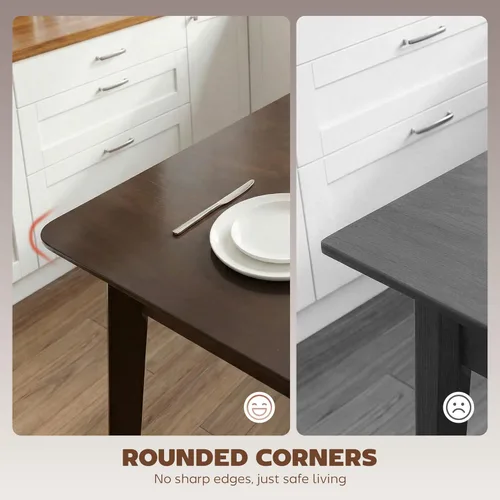 Vista 9 de HOMCOM Mesa de comedor moderna de mediados de siglo de 47 pulgadas para 4, mesa de cocina rectangular con acabado de grano de madera, patas cónicas