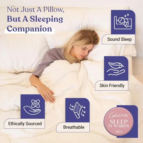 Vista 3 de FluffCo Almohadas Zen Fluff – Alternativa al plumón – Almohada de cama estándar/Queen para dormir fabricada en Estados Unidos – Almohada de lujo