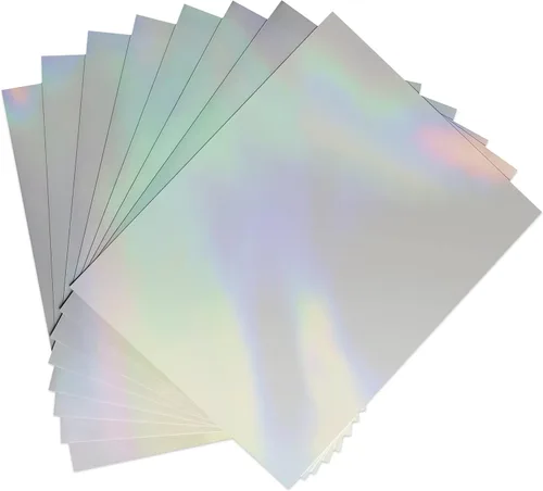Papel adhesivo holográfico transparente para impresora de inyección de tinta y láser, 20 hojas de vinilo imprimible, papel adhesivo holográfico,