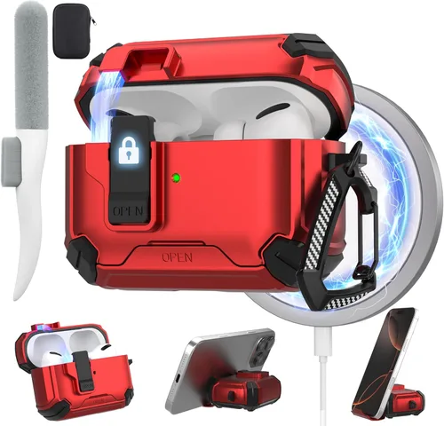 Vista 24 de Maxjoy Funda para AirPods Pro 2 Case 2022, Funda Protectora para AirPods Pro de 2ª Generación con Bloqueo Automático, Compatible con Apple AirPod