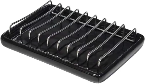 Soap Dish Drain Tray Self Draining Soap Holder Sponge Holder Soap Dishes for Shower, Bathroom, Kitchen Sink (1, C-Black)