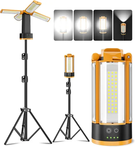 Vista 7 de Luces de camping recargables con soporte ajustable, color negro