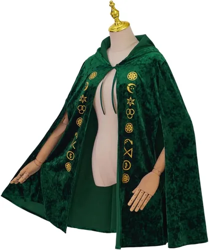 Vista 3 de CosplayDiy Vestido medieval de terciopelo verde para disfraz de bruja para mujer, talla grande