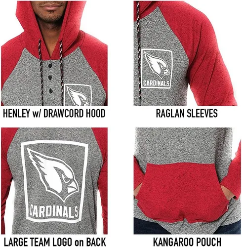 Vista 5 de Ultra Game - Sudadera con capucha de vellón para hombre con cuello Henley de la NFL Negro