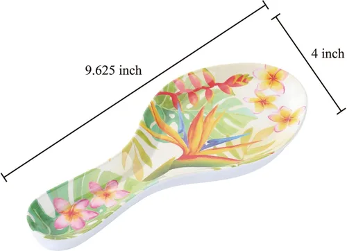 Vista 3 de UP ware Bird of Paradise - Soporte de cuchara de melamina para estufa, encimera de cocina y mesa de comedor, 9.625 pulgadas, multicolor