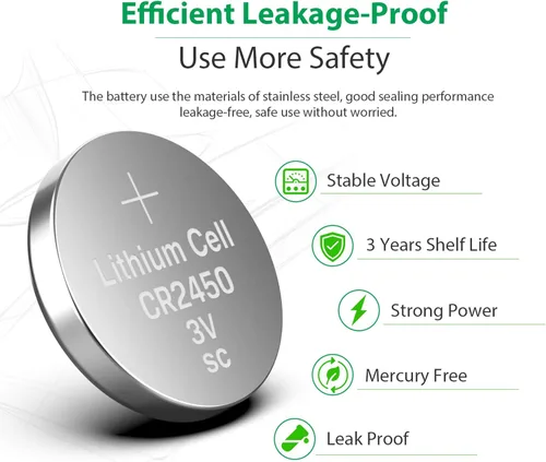 Vista 5 de LiCB Paquete de 10 Pilas CR2450 de Litio 3V CR 2450