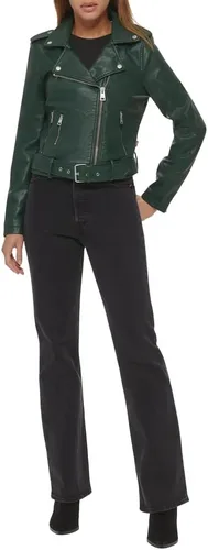 Vista 2 de Levi's Chaqueta de moto de piel sintética con cinturón para mujer (talla regular y grande)