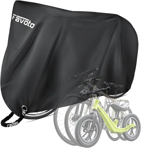Vista 16 de Favoto - Funda impermeable para bicicleta al aire libre - Cubierta de bicicleta para 2 bicicletas XXL, protección contra el sol, la lluvia, el polvo