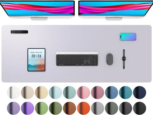 Vista 29 de Aothia Protector de Escritorio de Cuero, Alfombrilla para Ratón, Alfombrilla de Escritorio de Oficina, Secante de Escritorio de Cuero PU