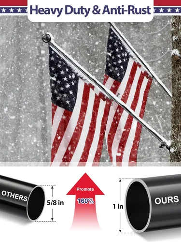 Vista 2 de Flag Pole, Flag Pole Kit with Holder, Black Flag Poles for Outside House, 5 FT Metal Flagpole Heavy Duty, Adjustable Flag Pole for 3x5 Flags Outdoor