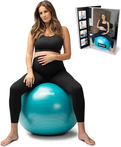 BABYGO® Birthing Ball for Pregnancy Maternity Labour & Yoga + Our 100 Page Pregnancy Book, Exercise, Birth & Recovery Plan, Anti-Burst Eco Friendly