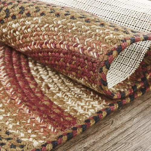 Vista 4 de VHC Brands Alfombra de especias de jengibre, mezcla de yute, medio círculo, bronceado rojo naranja, 16.5 x 33 pulgadas