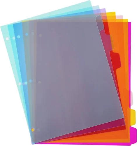 Vista 10 de Seashell Divisores de carpetas de 3 anillos con 5 pestañas, 6 juegos de separadores de carpetas de plástico con 3 perforadores, tamaño carta