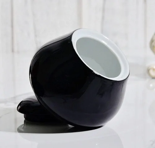 Vista 6 de Tarro de especias de cerámica negro simple Caja de condimentos Pote de azúcar con tapa