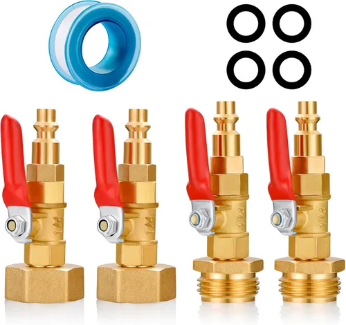 Vista 9 de Sistemas de Aspersores de Invierno para RV Adaptador de Soplado de Enchufe Rápido Compresor de Aire 1/4" Se Ajusta a Manguera de Jardín 3/4" Rosca